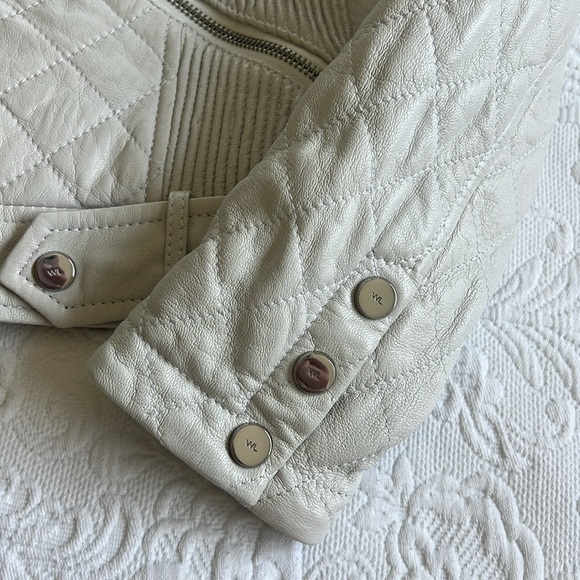 Wilsons Leather Off-White 100% Leather Vintage Jacket Size Medium - Picture 5 of 11